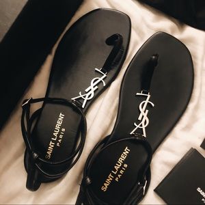 Saint Laurent Black Nu Pieds Sandals